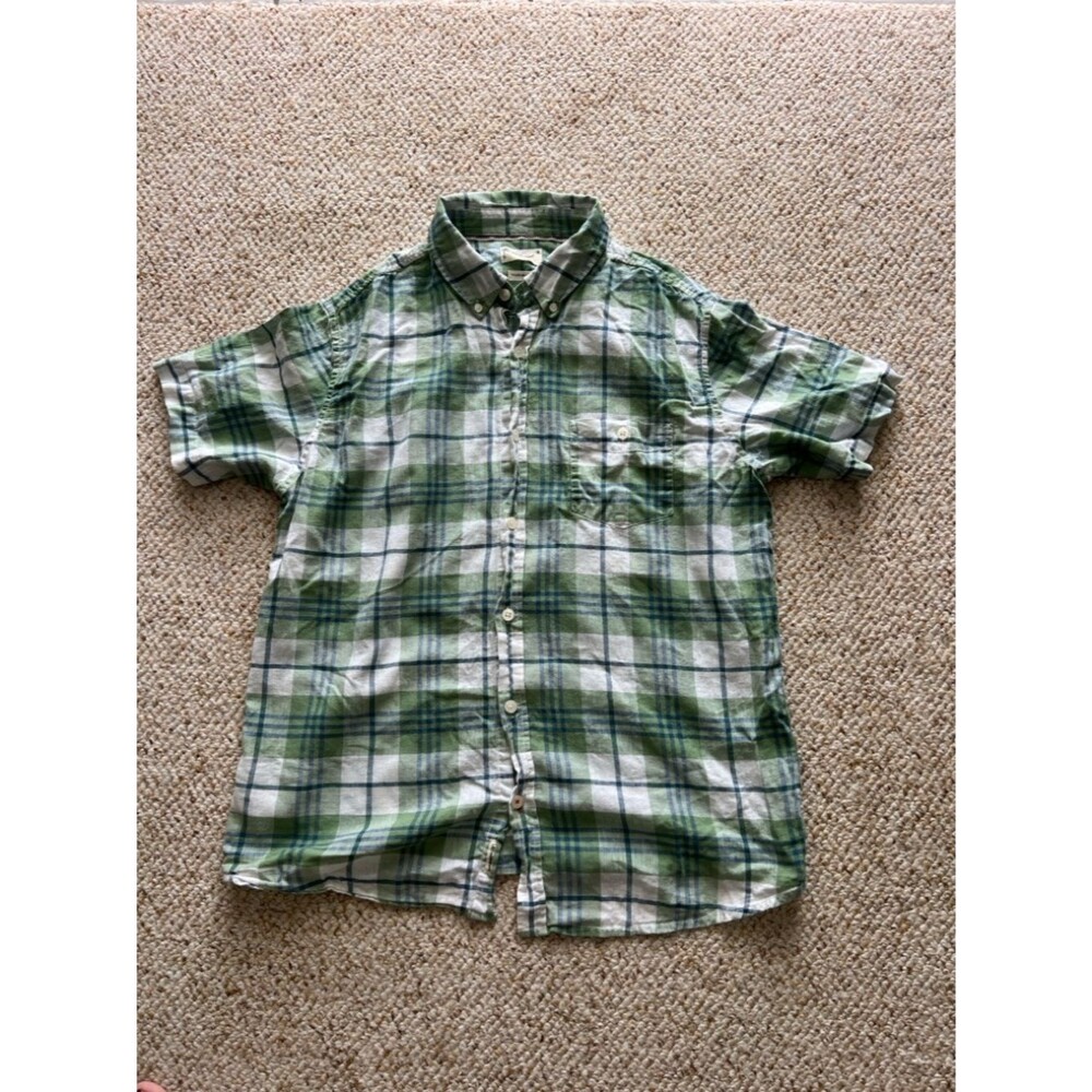 Original Weatherproof Vintage Large Linen/Cotton Green and Blue Plaid